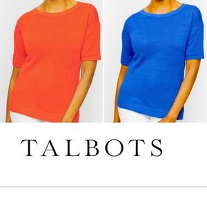 NWOT! Bundle Deal x2 Spring Talbots Linen Elbow SleeveSweater Blue Coral (XL/1X)